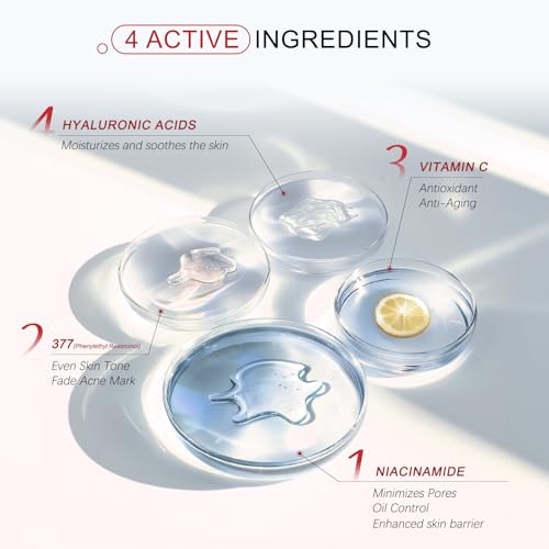 ZMbeauty Niacinamide Serum 10%, 377 1% Dark Spot Corrector, Vitamin C Face Serum for Uneven Skin Tone, Pores Reducer, Facial Soothing Moisturizer, Korean Skin Care 30ml/1.01 fl. oz