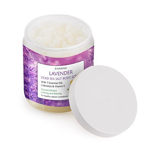 Evarne Lavender Dead Sea Salt Body Scrub with 7 Essential Oils