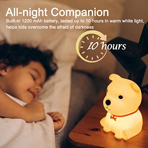 ZKLiLi Dog Night Light for Kids,Cute Night Lamp with 16 Colors Changing for Nursery,Squishy Silicone Dog Touch Lights for Toddler Room Decor,with USB Rechargeable,Gifts Stuff for Baby Girls and Boys
