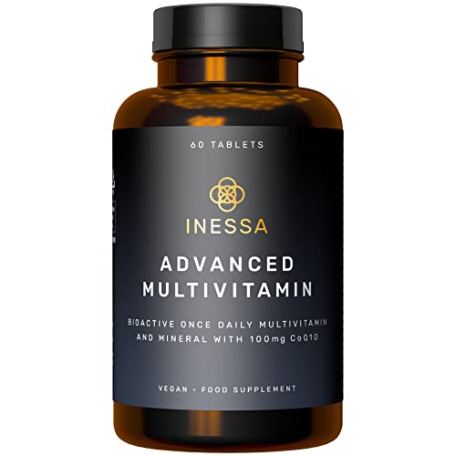 Inessa Methylated Multivitamin for Men - Advanced Natural Daily Mens Multivitamins with CoQ10 100mg, Vitamins D3, K2, A, B Complex Vitamins, Folic Acid & Zinc - 60 Vegan Tablets for Men & Women