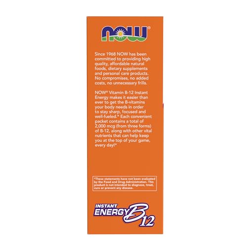 NOW Foods Supplements, Instant Energy B-12 (2,000 mcg of B-12 per packet), Cellular Energy Boost*, 75 Packets