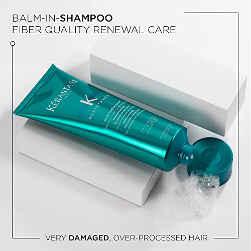 KÉRASTASE Resistance Bain Therapiste Shampoo, Repairing Gel Shampoo, Soothing Texture for Itchy Scalp, Heat Protectant with Protein for Weak Hair for Over-Processed and Damaged Hair, 8.5 Fl Oz