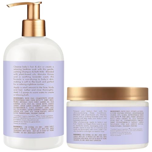 Shea Moisture Baby Care Set – Relaxing Nighttime Shampoo & Bath Milk + Nighttime Deep Conditioner, Manuka Honey & Lavender (2 Piece Set)