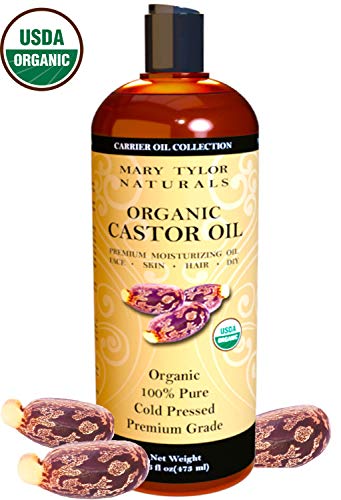 Organic Castor Oil 16 oz — USDA Certified by Mary Tylor Naturals — Cold Pressed, Hexane Free, 100% Pure and Natural