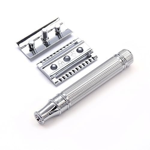 Edwin Jagger DE89LBLAMZ Classic Double Edge Manual Eco-Friendly and Reusable Safety Razor for Men and Women for Shaving Cream or Soap (Lined)