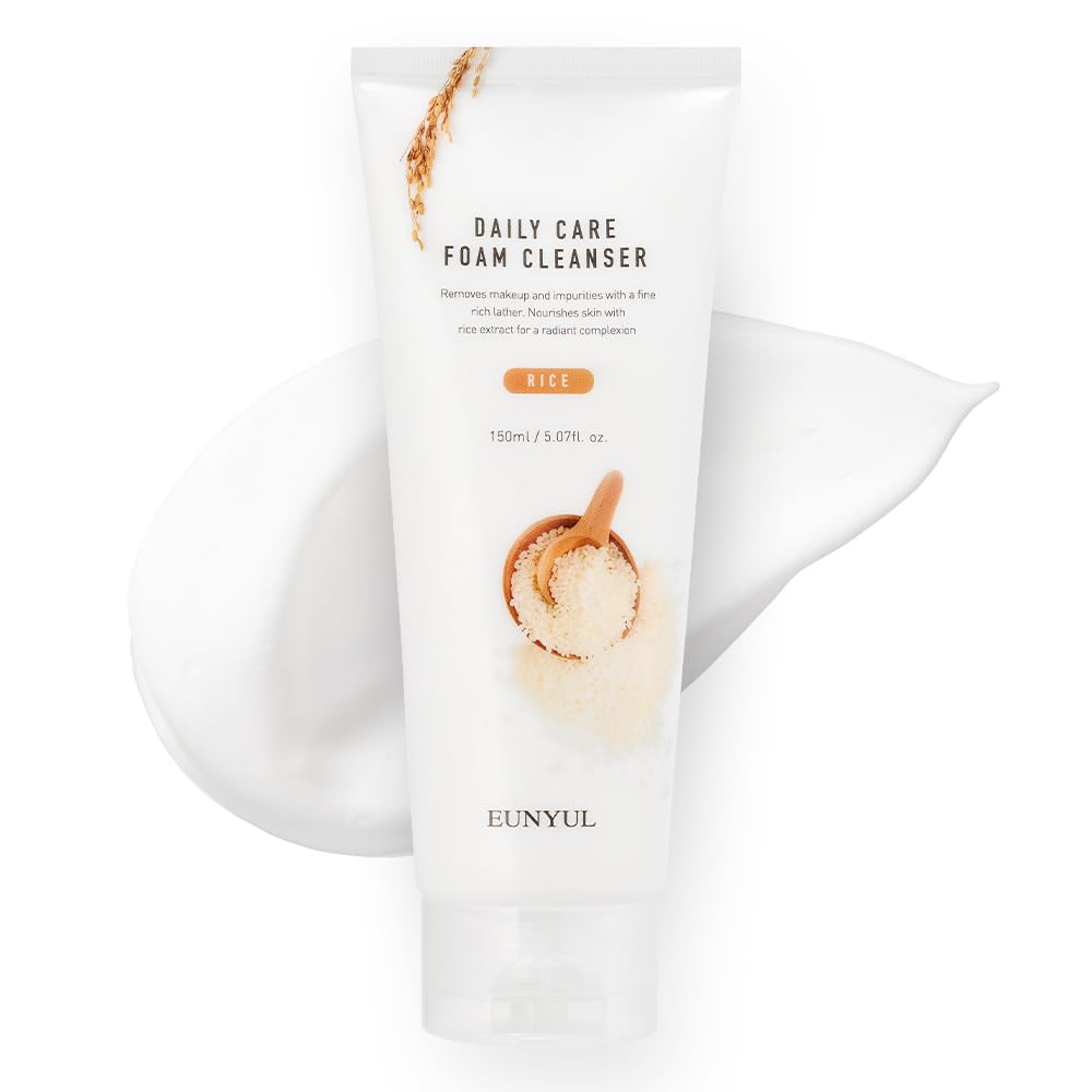 EUNYUL Daily Care Rice Foam Cleanser 5.07 fl. oz. / 150ml Korean Skincare Face Wash with Rice water
