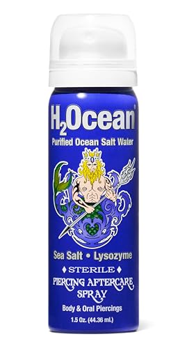 H2Ocean Piercing Aftercare Spray and Keloid Bump Removal– Sea Salt Spray for Body and Facial Piercings – Ear, Nose, Navel, Oral & Body Piercing Cleaner, Aftercare Solution for New Piercings– 1.5oz