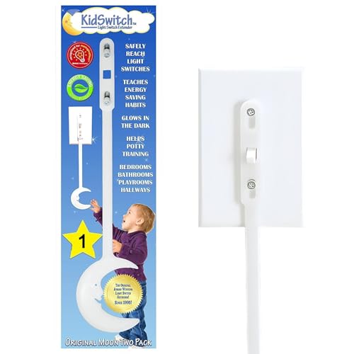 Kidswitch Light Switch Extender for Kids (1 Pack, Original Half Moon) - Award Winning, Easy Grab Handle, Glow-in-The-Dark