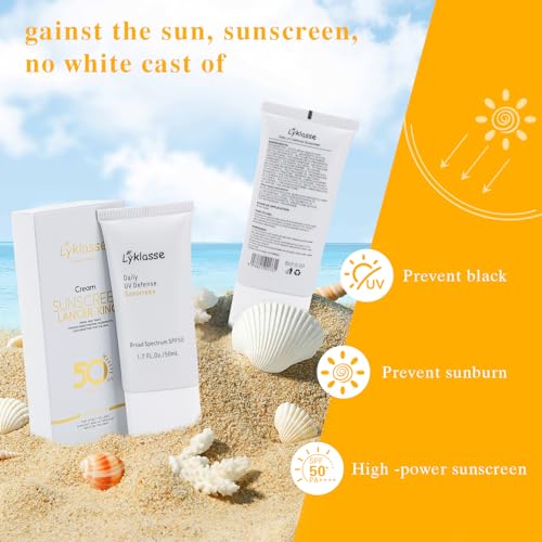 Daily UV Defense Sunscreen, SPF 50 PA++++,Organic Sunscreen,Hydrating,Soothing, No white-cast for All Skin Types|Nourishing Skin Protection and UV Defense(1PCS)