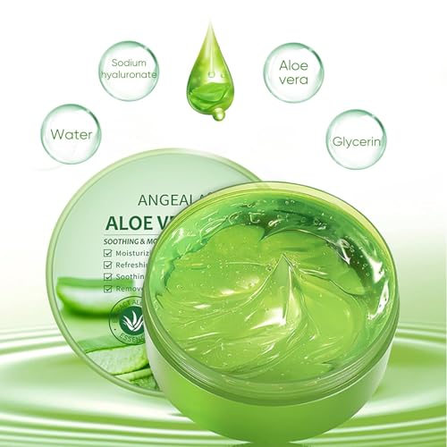 Organic Aloe Vera Gel for Face & Body Made within 12 Hours of Harvest, 98% Pure Aloe Vera Gel for Skin,Scalp,& Hair, Soothing Aloe Face Moisturizer,Multipurpose Skin Care(10oz)