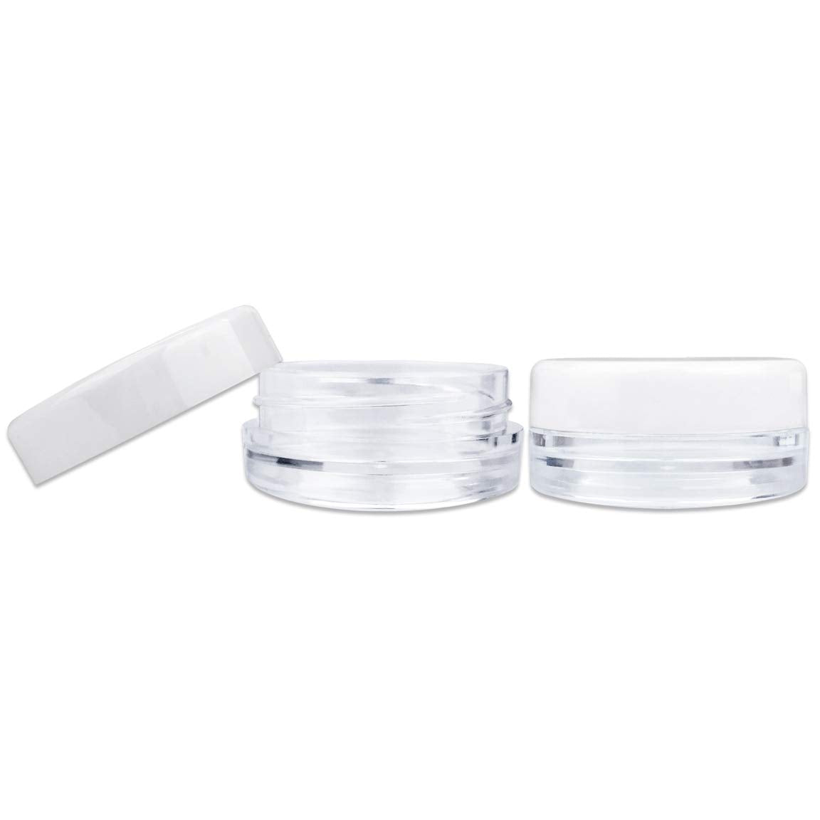 (Quantity: 200 Pcs) Beauticom® 3G/3ML High Quality Round Clear Jars with White Lids for Small Jewelry, Holding/Mixing Paints, Art Accessories and Other Craft Supplies - BPA Free