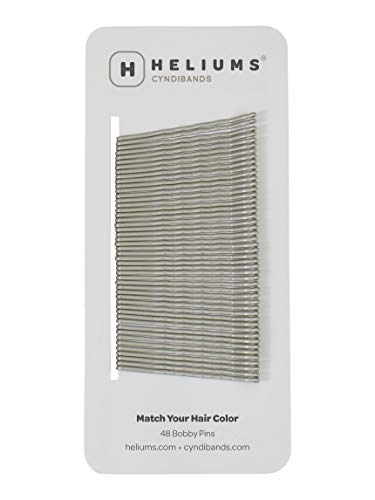 Heliums Bobby Pins - Metallic Matte Gray - 2 Inch Wavy Hair Pins, Color Matched for Grey and Silver Hair, 48 Count