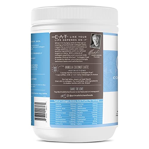 Primal Kitchen Vanilla Collagen Fuel® Drink Mix, Vanilla Coconut Collagen Peptides, No Sugar or Dairy, 13.1 Ounces