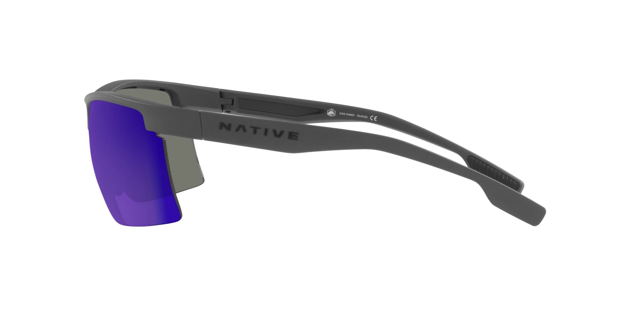 Native Eyewear Ridge-Runner Sunglasses, Matte Granite/Polarized Blue Reflex, 68 mm