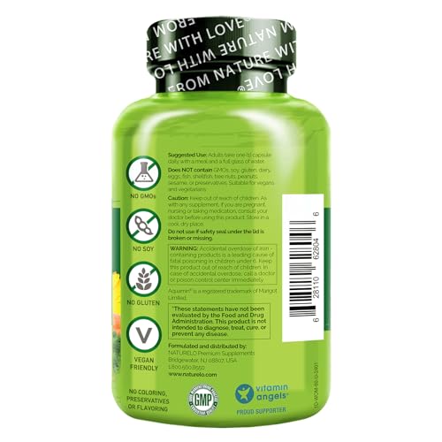 NATURELO One Daily Multivitamin for Women - Energy Support - Whole Food Supplement to Nourish Hair, Skin, Nails - Non-GMO - No Soy - Gluten Free - 60 Capsules - 2 Month Supply