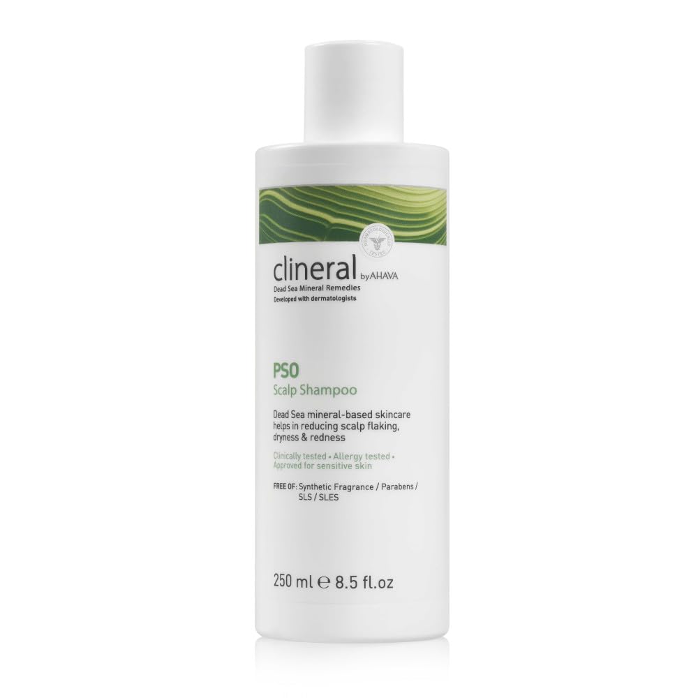 AHAVA Clineral Pso Scalp Shampoo - Rich & gentle shampoo to reduce scalp irritations, alleviates dryness, cleanses the hair, hydrates & softens the scalp, with Osmoter, Zinc & Hippophae Oil, 8.5 Fl.Oz