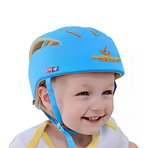 Baby Adjustable Helmet, Kid Soft Cushion Harnesses Cap, Toddler Infant Hat When Learning to Crawl Walk Play (Blue)