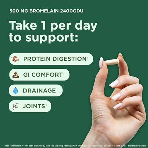 Yuve High Potency Bromelain 500mg 2400GDU Digestive Enzymes - Gut & Joint Health from Pineapple - Helps Digesting Proteins - Plant-Based, Non-GMO, 3rd Party Tested - 120 Capsules