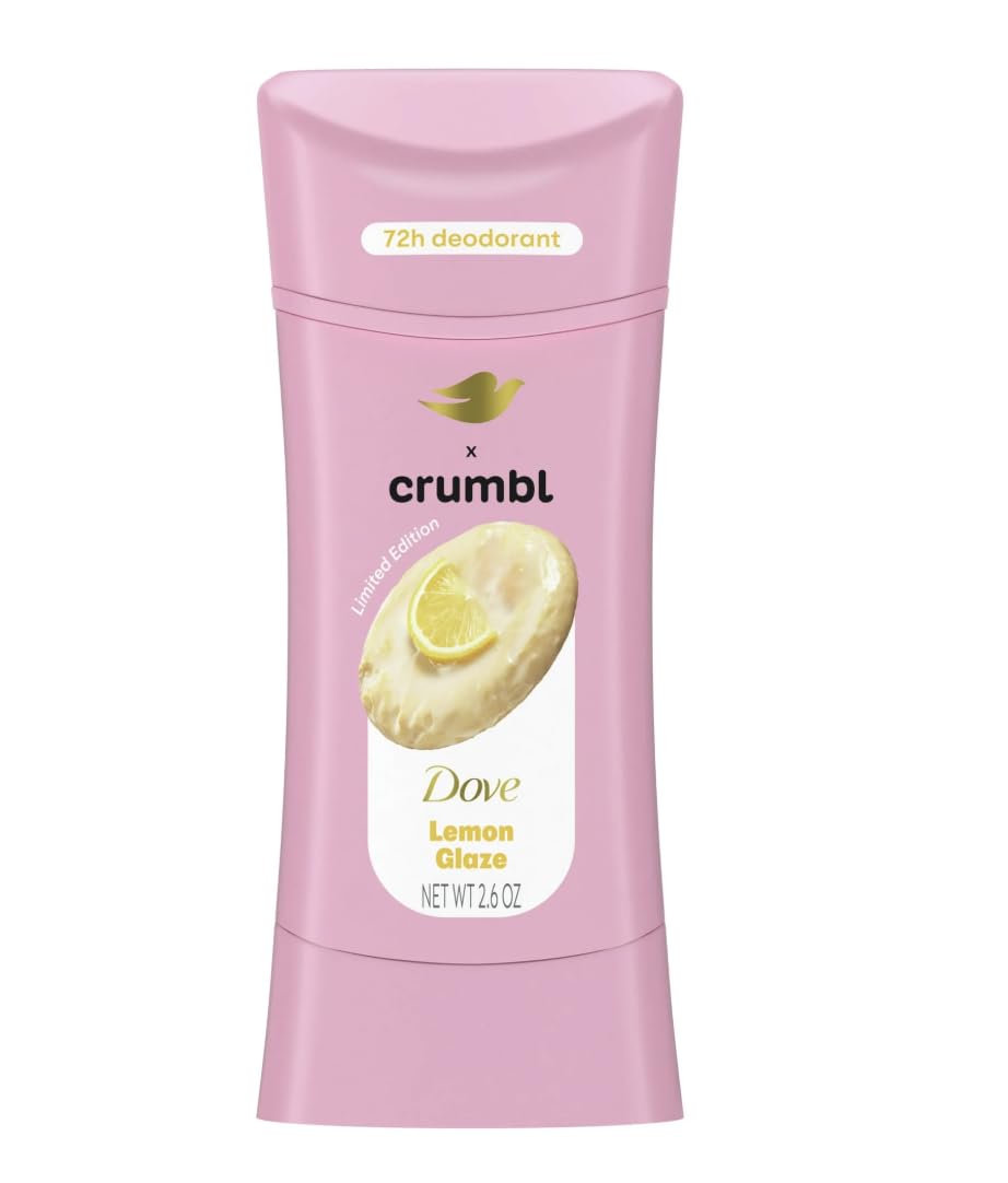 Dove x Crumbl 1 Pack Deodorant Stick Crumbl Lemon Glaze Aluminum Free, 2.6 oz