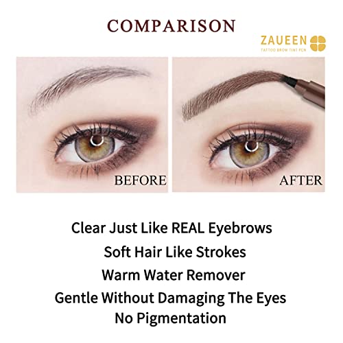 Tattoo Eyebrow Pen, Microblading Fork Tip Brow Pencil, Waterproof, Smudge-Proof, 48 Hours Long Lasting, Natural Looking (JET BLACK)