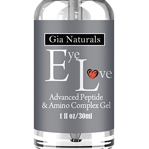 Pure, Natural and Organic EYE LOVE Eye Gel 1oz. Plant Based Silk Protein Amino Acid, MSM, Cucumber. Reduces Puffiness Dark Circles Wrinkles. Anti-Aging Vegan Made in the US