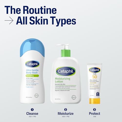 Cetaphil Ultra Gentle Refreshing Body Wash, Refreshing Scent For Dry to Normal, Sensitive Skin, 16.9oz Pack of 3, with Aloe Vera, Calendula, Vitamin B5, Hypoallergenic, Dermatologist Tested