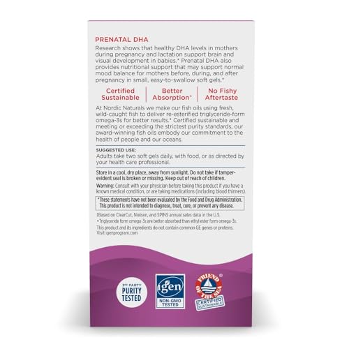 Nordic Naturals Prenatal DHA, Strawberry - 120 Soft Gels - 830 mg Omega-3 + 400 IU Vitamin D3 - Supports Brain Development in Babies During Pregnancy & Lactation - Non-GMO - 60 Servings
