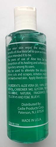 Cadie Aloe Vera Gel - 100% Pure and Organic Aloevera Extract, Thick and Absorbent for Men or Women Facial and Scalp Care - Great for Face, Skin or Hair | 4 Oz (1 Pack)