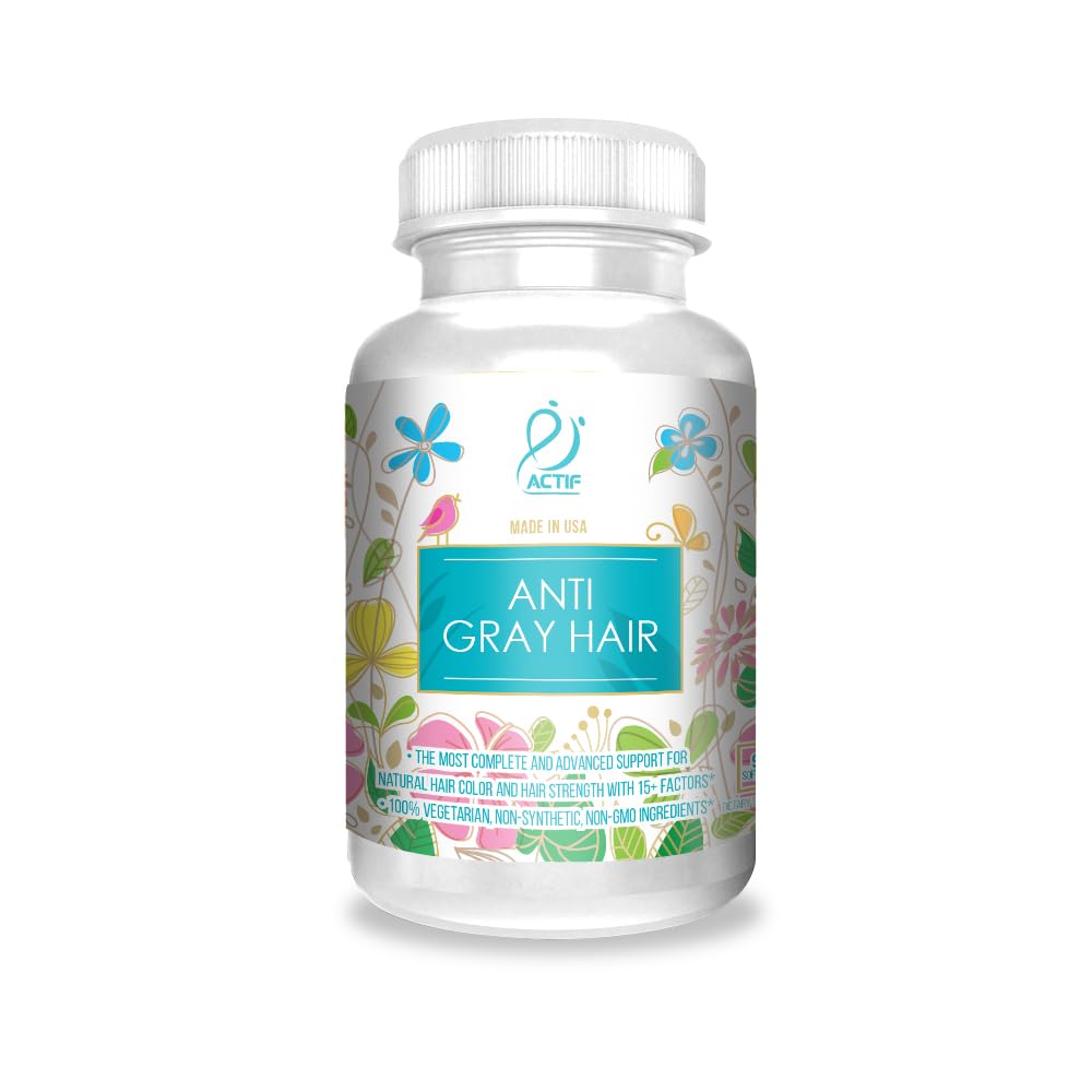 ACTIF Anti-Gray Hair Mega Support for Women with 15+ Advanced Hair Factors, Catalase, Biotin, PABA, Non-GMO, Made in USA, 90 Count