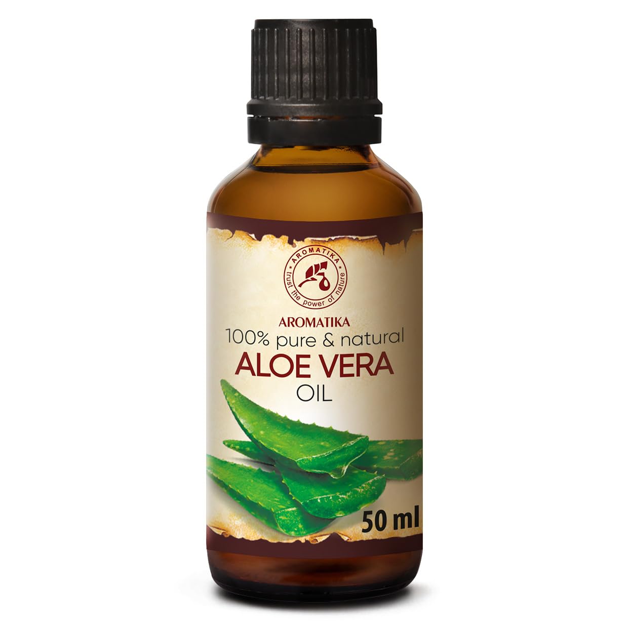 AROMATIKA Aloe Vera Oil 1.7 Fl Oz (50ml) - 100% Pure & Natural - Aloe Barbadensis - Brasil - Care for Skin - Body - Hair Growth - Face Moisturizer - Baby Oils - Used for Massage - Bath