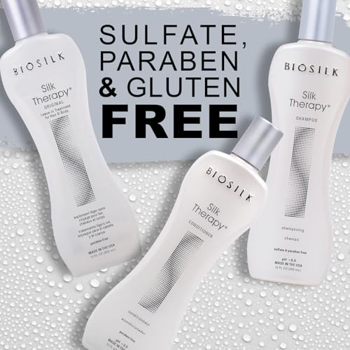 BioSilk 3-Piece Silk Therapy Shampoo, Conditioner & Serum Kit, Haircare For Incredible Shine, Sulfate, Paraben, & Cruelty-Free, 12 Oz (3 Products)