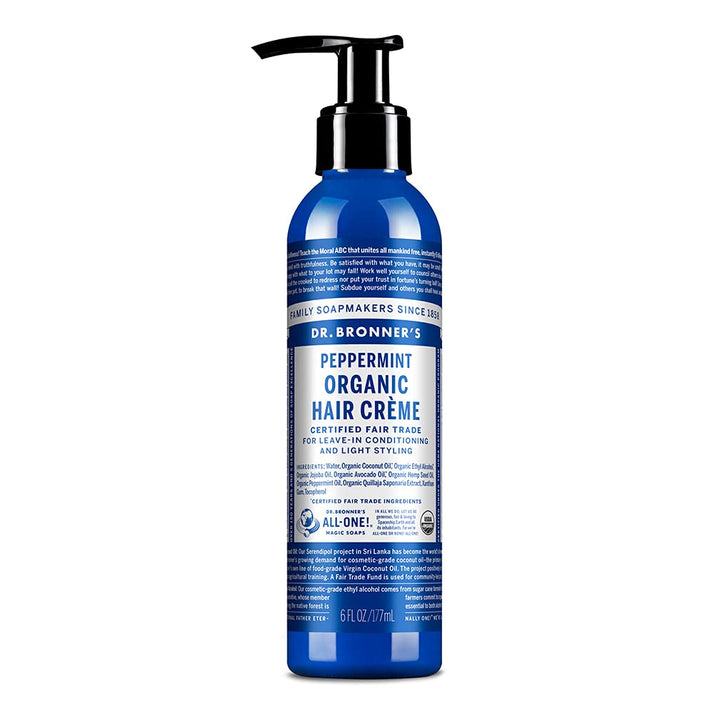 Dr. Bronner's Magic All-One! Organic Fair Trade Hair Creme, Peppermint, 6-Ounce Pump Bottles