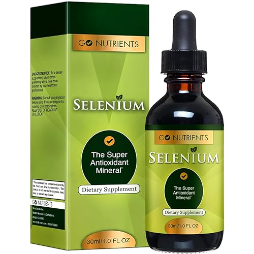 Go Nutrients Selenium 200 mcg Supplement, Yeast-Free Liquid Drops, Selenium Drops, Herbal Supplements with Trace Mineral Selenium and Purified Water, Selenium Liquid - 1.0 oz Bottle