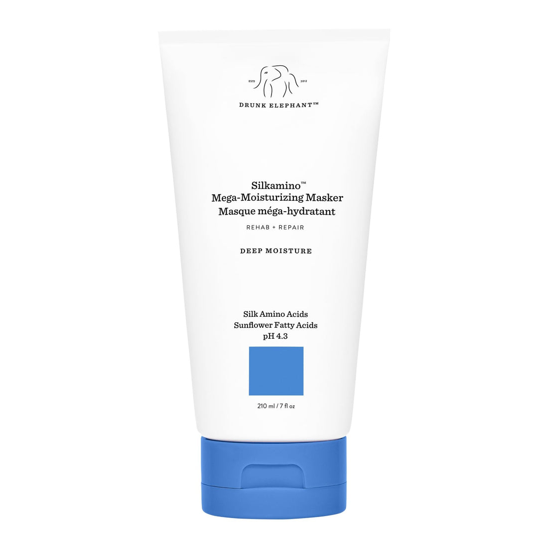 Drunk Elephant Silkamino Mega-Moisturizing Masker - 210 ml/7 fl oz - Silk Amino Acids - Clean Clinical - Sulfate-Free - Cruelty-Free - Dermatologist-Tested - Free of Essential Oils, Silicones, and SLS