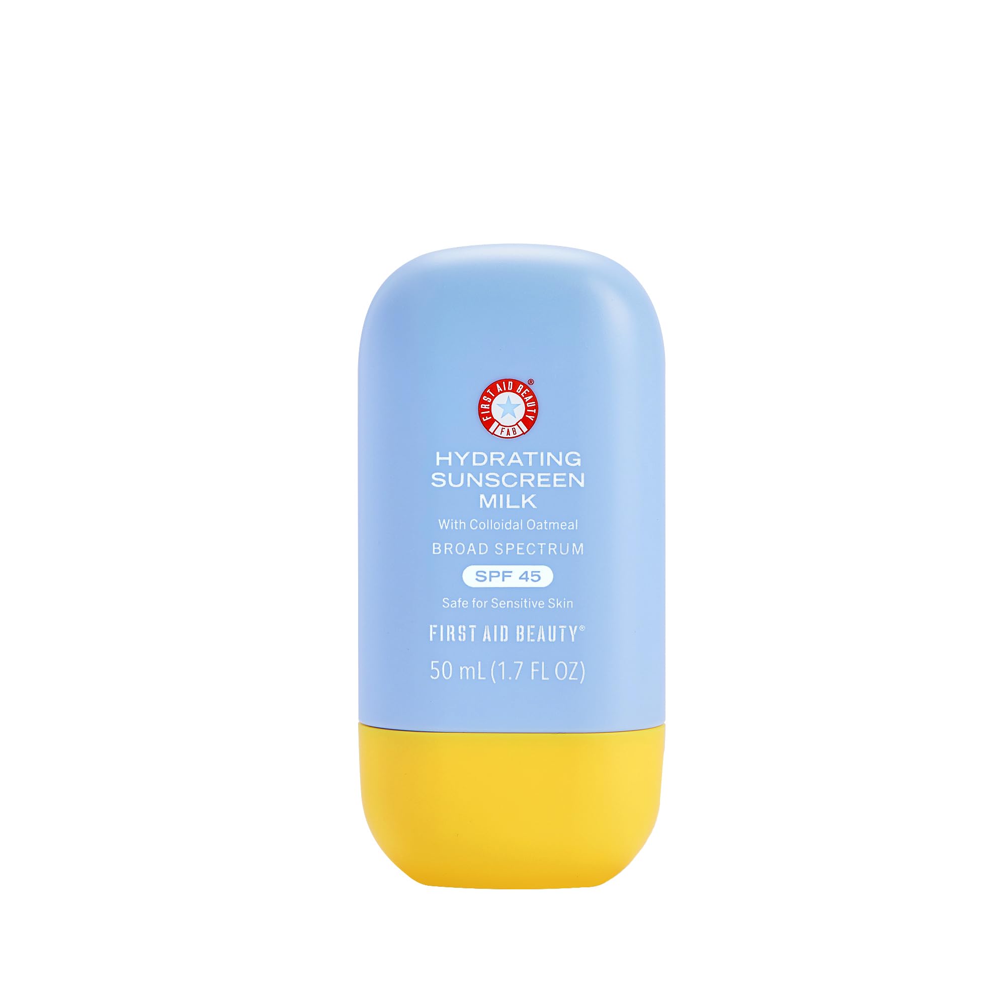 First Aid Beauty - Hydrating Sunscreen Milk with Colloidal Oatmeal, Broad Spectrum SPF 45, Non-comedogenic SPF Formula Helps Nourish Skin with Organic UV Filters & Glycerin, 24-hour Hydration, 1.7 oz