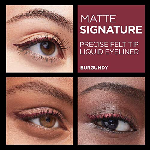 L’Oréal Paris Makeup Matte Signature Liquid Dip Eyeliner, Waterproof, Precise and Easy Application, All Day Wear, Vivid Matte Finish, Burgundy, 0.07 fl; Oz.