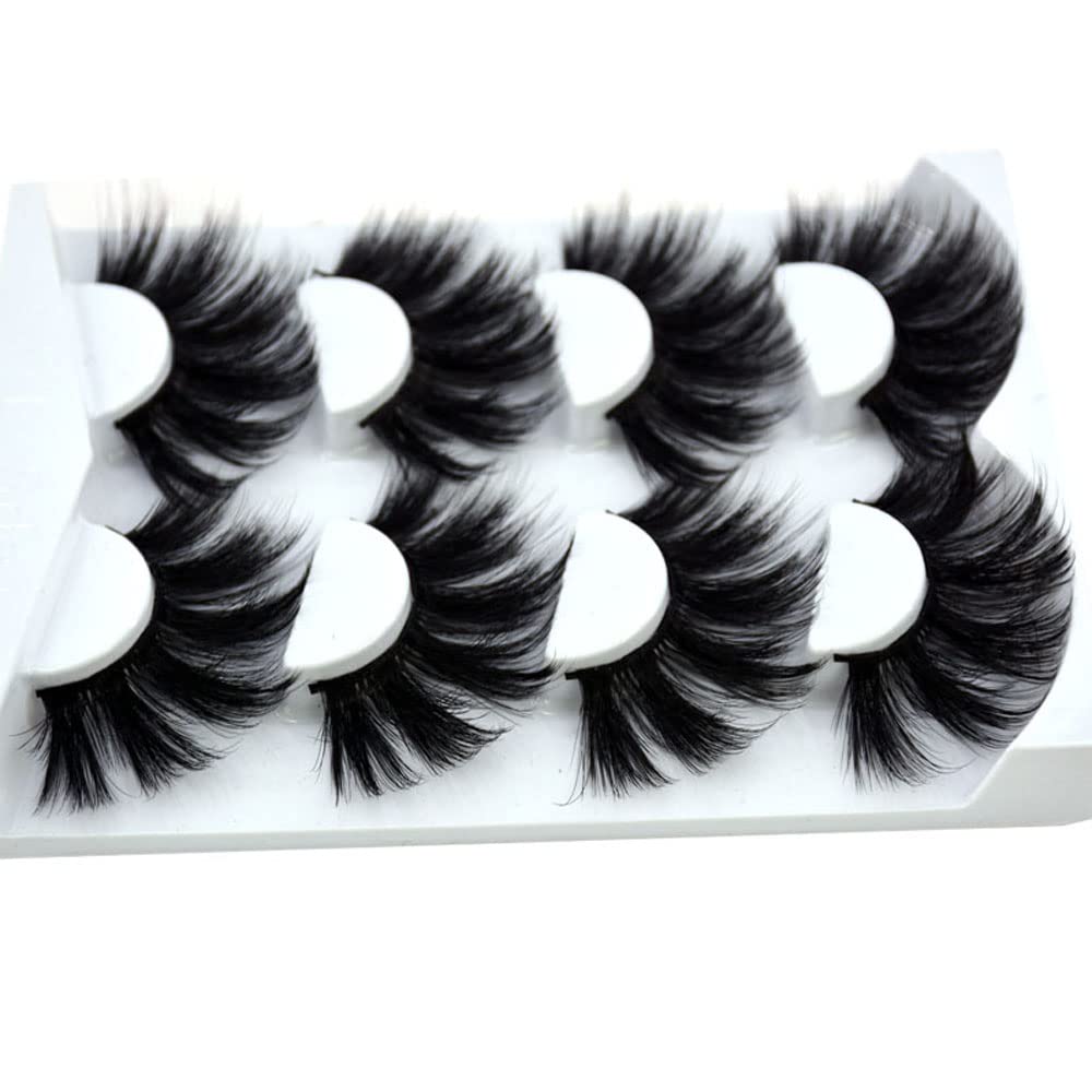 HBZGTLAD NEW 4 Pairs 3D Mink Hair False Eyelashes Criss-cross Wispy Cross Fluffy length 25mm Lashes Extension Handmade Eye Makeup Tools (MDR-5)