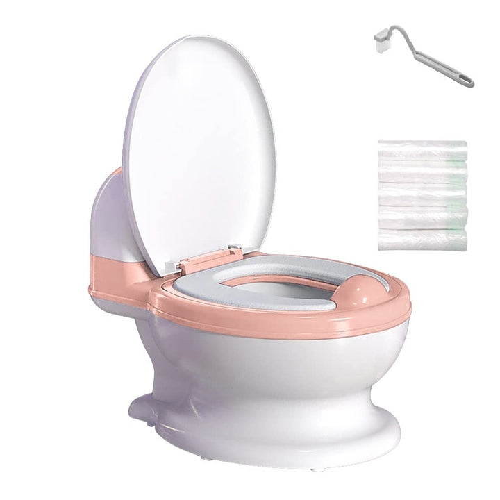 Potty Training Toilet, Realistic Potty Training Seat, Toddler Potty Chair with Soft Seat, Removable Potty Pot, Toilet Tissue Dispenser and Splash Guard, Non-Slip for Toddler& Baby&Kids White, Pink