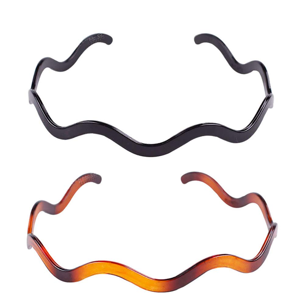 2PCS Women Hard Plastic Headband Hair Hoop Black and Brown High-grade Headwear Hairband