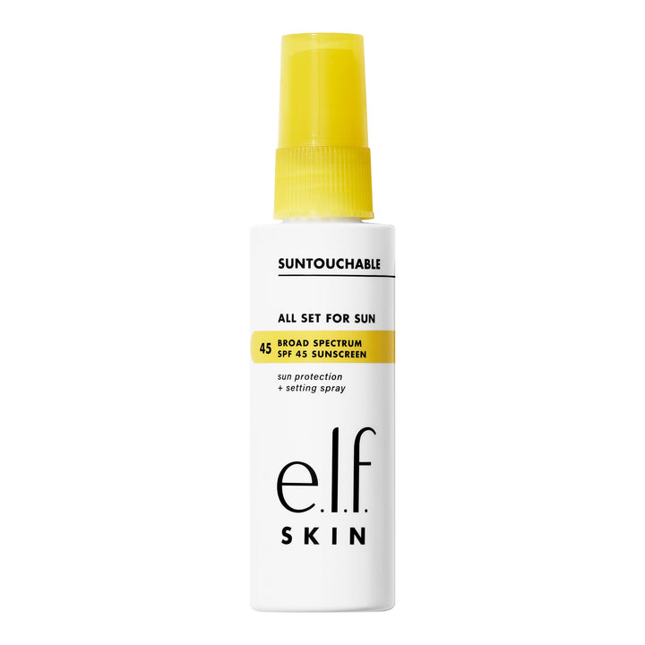 e.l.f. SKIN All Set For Sun SPF 45, Setting Spray With SPF 45 For Long-Lasting Makeup, Weightless, Non-Greasy Formula, Vegan & Cruelty-Free, Packaging May Vary