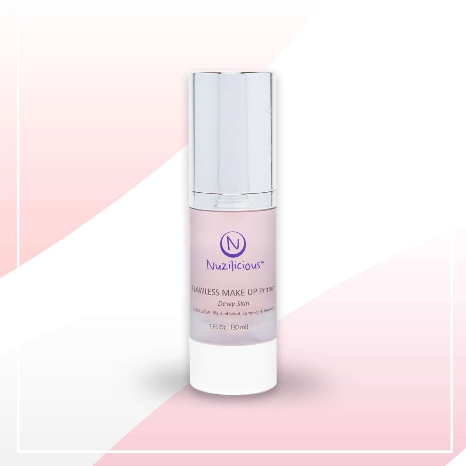Nuzilicious Professional Grade Flawless Makeup Primer – Achieve Dewy Skin & Effortlessly Blend Makeup with Luxurious Plant Oil Blend, Ceramide & Seaweed Extracts, Vegan & Cruelty-Free, 1 oz
