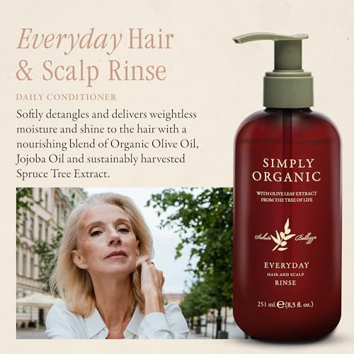 Hair & Scalp Rinse Daily Conditioner, Made in Italy, All Natural Cruelty Free Hair Care for Women & Men, Organic Olive Oil, Jojoba Oil, Spruce Tree Extract, PUMP NOT INCLUDED, 251ml/8.5floz, EVERYDAY
