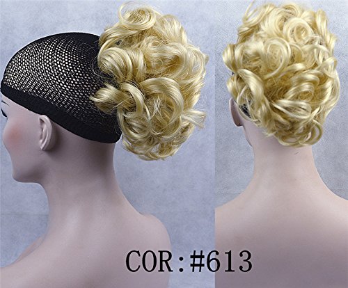 #613: Lydell Short Ponytail Hair Extension Wavy Synthetic Hair-Piece With Jaw Claw (#613)