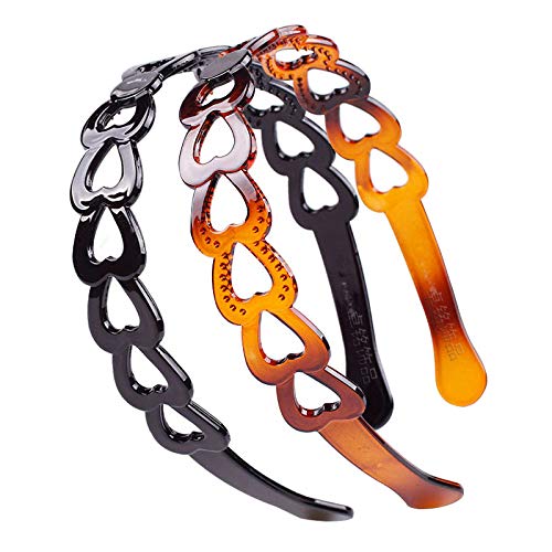 Set of 2 Women Hard Plastic Headband Hair Hoop Black and Brown High-grade Headwear Hairband (Style D#)