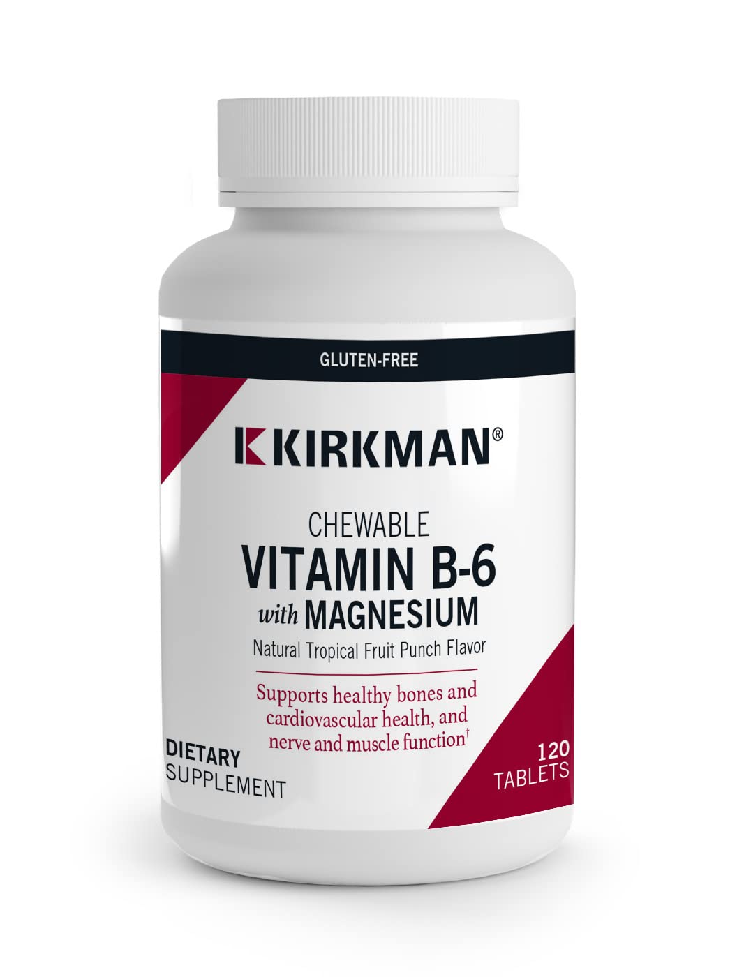 Kirkman - Vitamin B6 with Magnesium - 120 Tablets - Potent Vitamin B6 & Magnesium Supplementation - Chewable Wafer - Hypoallergenic