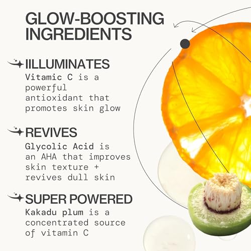 Pacifica Vitamin C Face Serum - Glow Baby Booster Facial Serum - Glycolic Acid Serum For Face - Dark Spot Corrector Anti Aging Brightening - Dermatologist Tested, Fragrance Free, Clean Skin Care Vegan