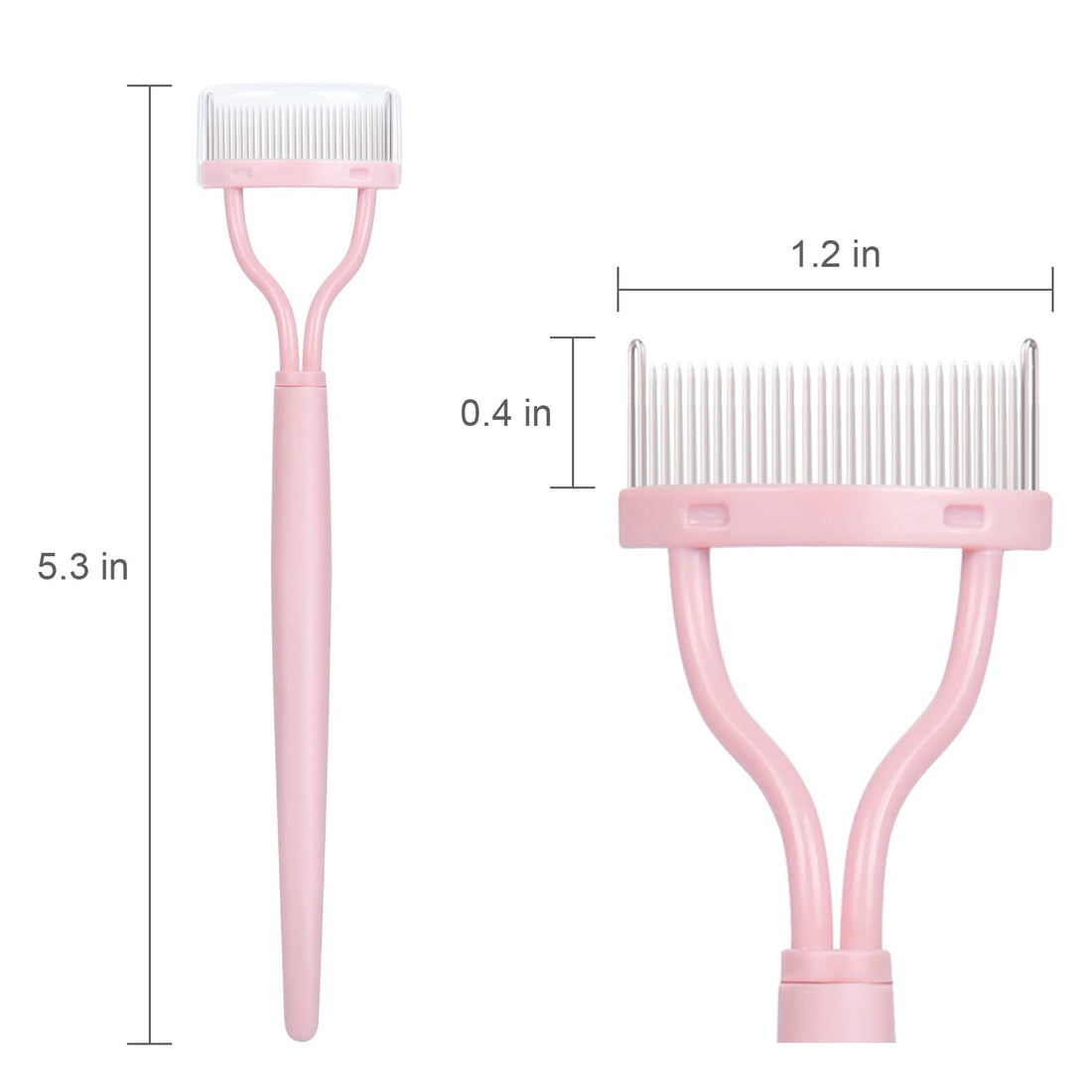 Acavado Eyelash Comb, Arc Designed Eyelash Separator Mascara Applicator Eyebrow Brush Metal Teeth Eye Lash Tool with Comb Cover,Baby Pink