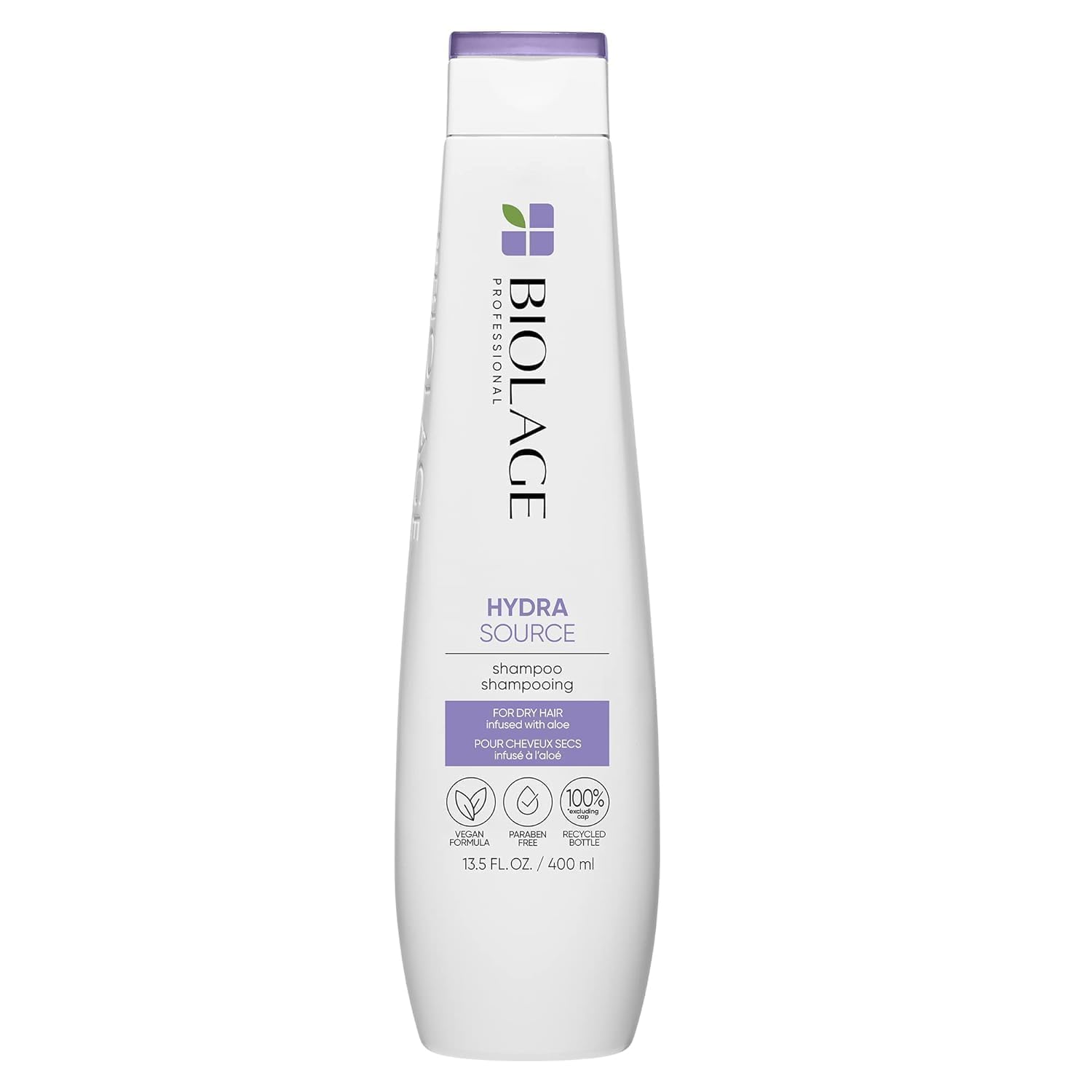 Biolage Hydra Source Shampoo - Softens & Adds Shine, For Dry Hair, Infused with Micro-Filtered Aloe Vera & Fermented Hyaluronic Acid, Vegan & Paraben-Free, 13.5 Fl Oz, Packaging May Vary