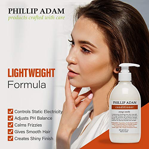 Phillip Adam Orange Vanilla Conditioner for Smooth and Shiny Hair - No Harsh Chemicals - Safe for Color Treated Hair - Delicious Natural Scent - 12 Ounce