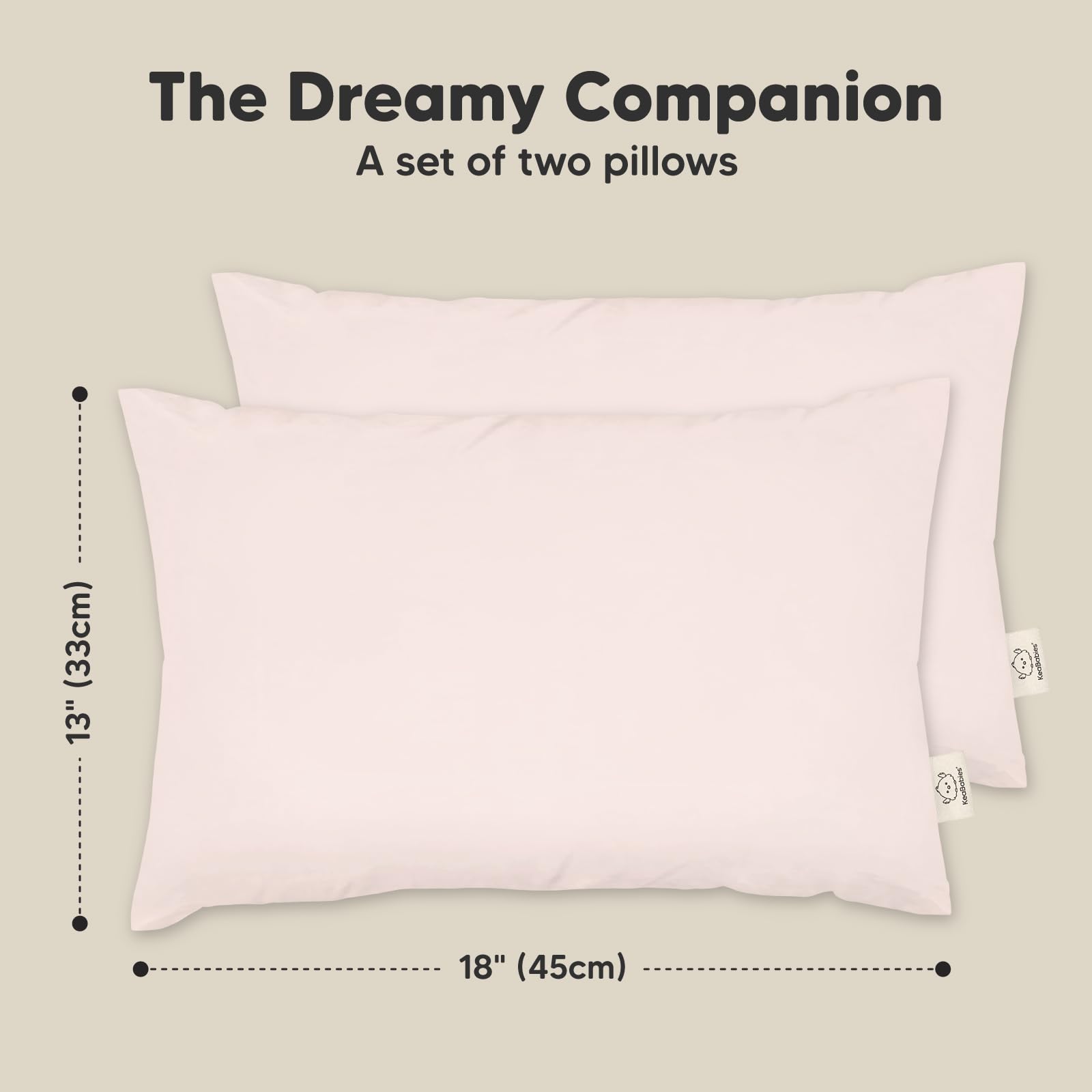 KeaBabies 2-Pack Toddler Pillow 13x18 - Soft Organic Cotton Kids Travel Bed Pillows for Sleeping, School, Nap, Machine Washable, Toddlers 2 to 5, Pillowcase Sold Separately (Mist Pink)